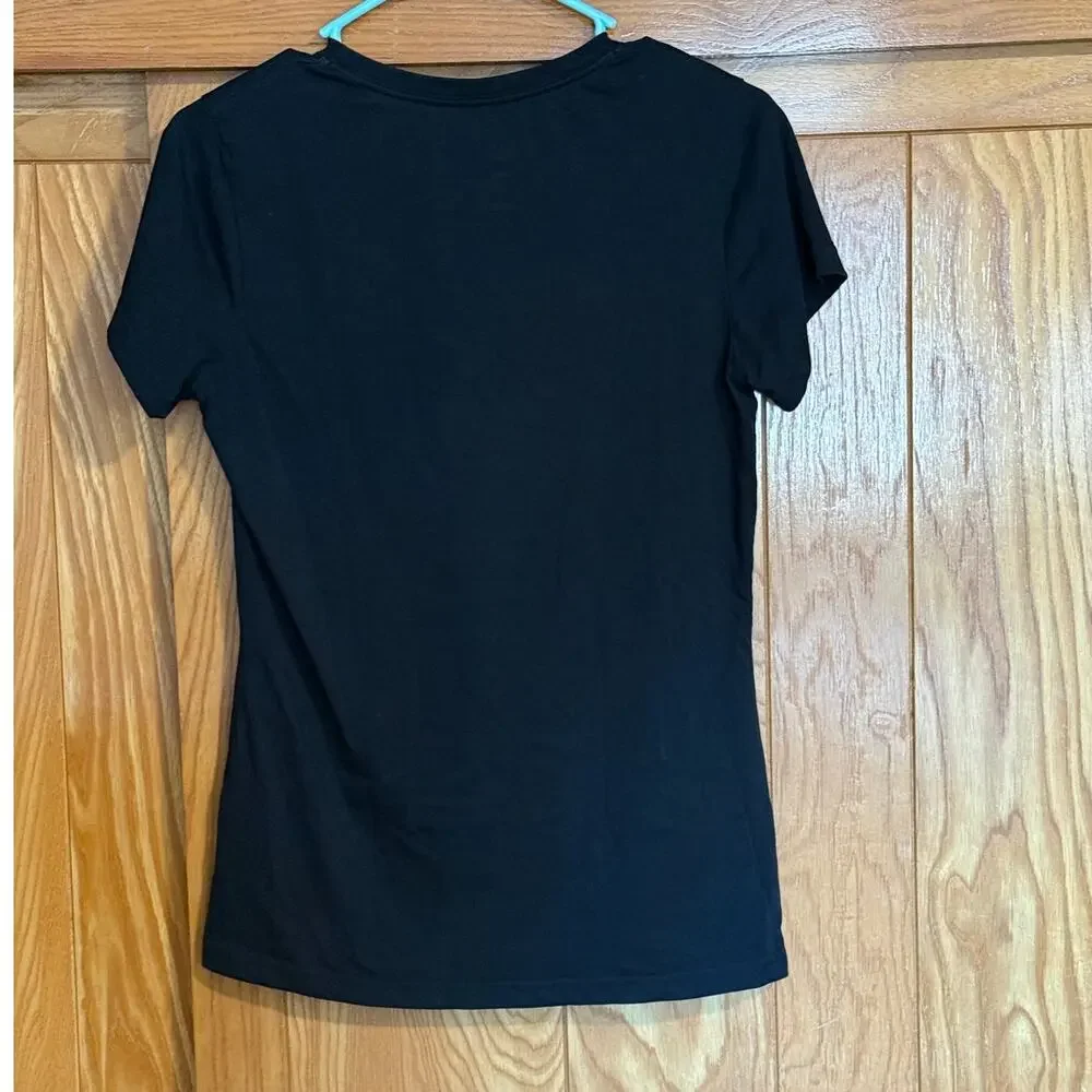 Black Nike Graphic T-Shirt V-Neck Floral Confetti Logo Size M